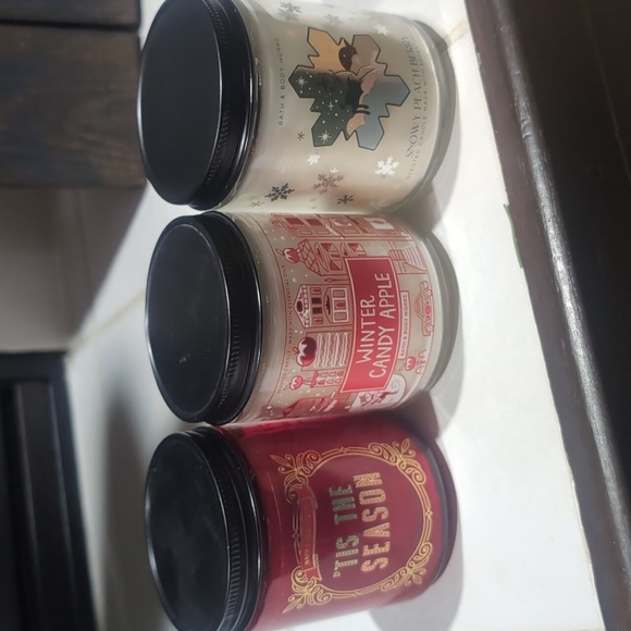 Bath & Body Works Other - *THREE* Bath & Body Works Single Wick Candles - Tis the Season, Candy Apple, etc